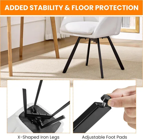 Miniatura 8 de Yaheetech Silla Giratoria de Acento, Sillón de Chenilla con Flores, Silla de Tocador Silla Auxiliar con Base Giratoria de 360 Grados y Cojín
