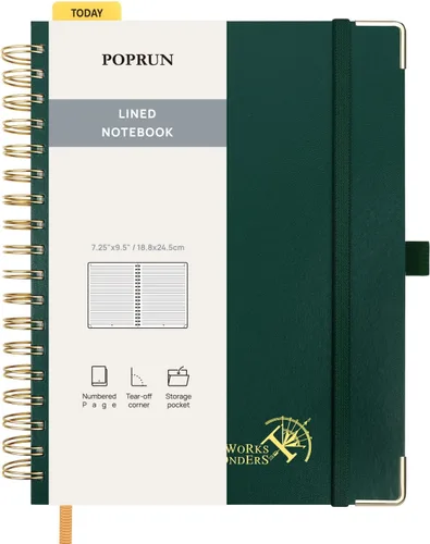 Miniatura 26 de POPRUN Lined Spiral Journal Notebook for Women & Men, 7-1/4" x 9-1/2", 220 Numbered Pages, College Ruled Hardcover Notebook for Work, Journals for