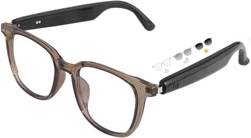 Miniatura 7 de Gafas inteligentes para mujer, gafas de auriculares con altavoces integrados, audio de oído abierto HD, filtrado de luz azul para trabajar (negro)