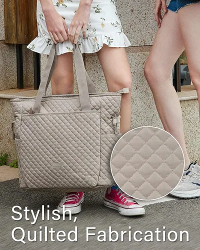 Miniatura 2 de BAGSMART Bolsa de mano para mujer, bolsa grande para mujer con cremallera, bolsa acolchada con asa superior para viajes, trabajo, escuela