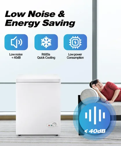 Miniatura 5 de Congelador de pecho pequeño de 3.5 pies cúbicos con cestas extraíbles y 6 temperaturas ajustables (hasta -11 °F) y puerta abierta superior, mini