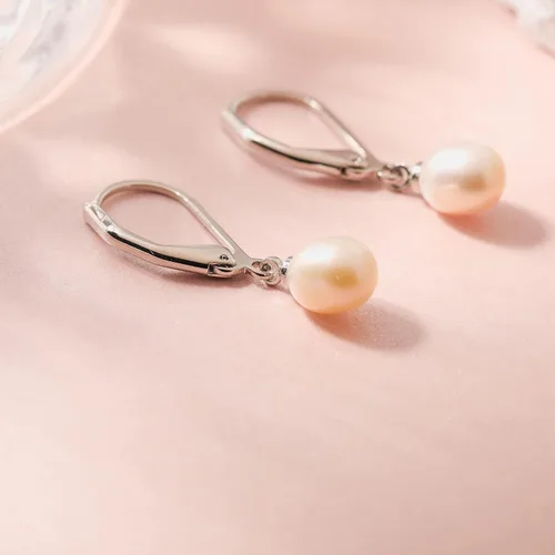 Miniatura 4 de Cowlyn - Aretes de perlas seleccionadas a mano, calidad AAA+, cultivadas en agua dulce, con cierre de palanca, aretes colgantes para regalo
