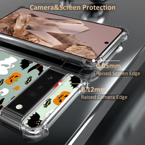 Miniatura 2 de Funda transparente de Halloween para Google 6a, con patrón de fantasma, funda protectora de TPU suave, delgada, a prueba de golpes, para niños