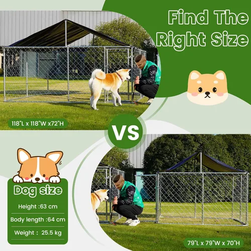 Miniatura 5 de Caseta para Perros al Aire Libre, Jaula Resistente para Perros, Casa para Mascotas con Malla, Jaula Grande para Perros, Valla de Acero con Cerradura