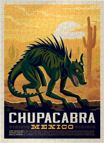 Miniatura 7 de MyPuzzle Mythical Creatures: Chupacabra, póster vintage, rompecabezas de 100 piezas para adultos