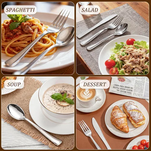 Miniatura 7 de WDF 180 cubiertos de plástico plateado – cubiertos de plástico plateado – cubiertos de plástico elegante resistente – 60 tenedores, 60 cuchillos, 60