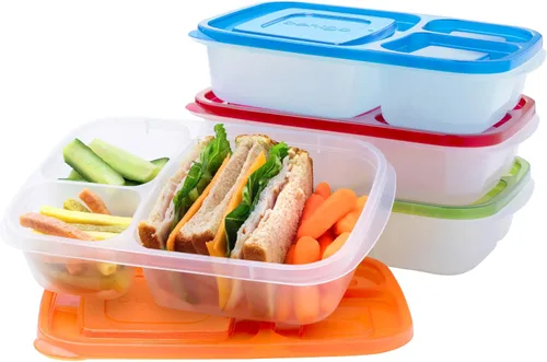 Miniatura 12 de Bentgo Easyboxes - Cajas de almuerzo apilables originales - Recipientes de comida reutilizables de 3 compartimentos para niños y adultos - Caja