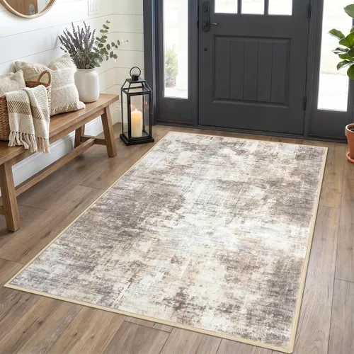 Miniatura 85 de IOHOUZE Alfombra pequeña abstracta de 2 x 3 pies, alfombra de entrada lavable para entrada interior, alfombras con respaldo de goma, alfombra gris