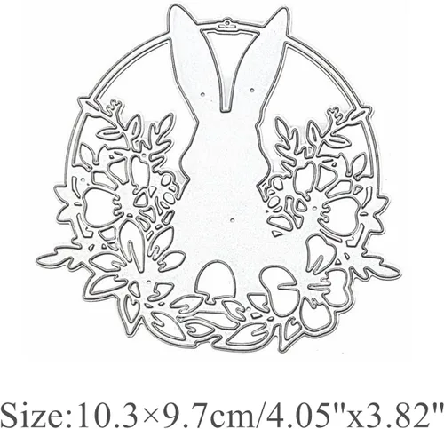 Miniatura 2 de Troqueles de metal con diseño de conejo de Pascua, diseño de conejo, flores, hojas, conejo, marco, troqueles de corte, plantillas de manualidades