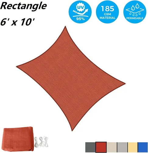 Miniatura 2 de ASTEROUTDOOR Asteroutdoor Sun Shade Sail Sail Rectangle 6 'x 10' Bloque de UV Canopy para Patio Backyard Césped Jardín Actividades al aire libre