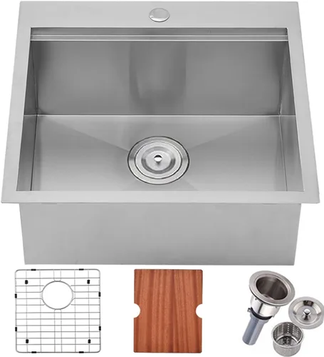 Miniatura 9 de VCCUCINE - Fregadero de barra de 13 x 15 pulgadas, fregadero de cocina pequeño de acero inoxidable hecho a mano, cuenco individual para exteriores
