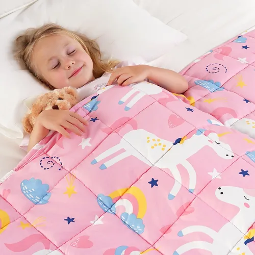 Miniatura 16 de Kivik Manta con peso de 3 libras, transpirable, pequeña y pesada, para dormir y relajarse, para cama, sofá, hogar, escuela, lavable a máquina
