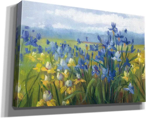 Miniatura 2 de Epic Graffiti Carol Rowan - Lienzo decorativo para pared, diseño "Blue and Yellow Flower Field", 60 x 40 pulgadas
