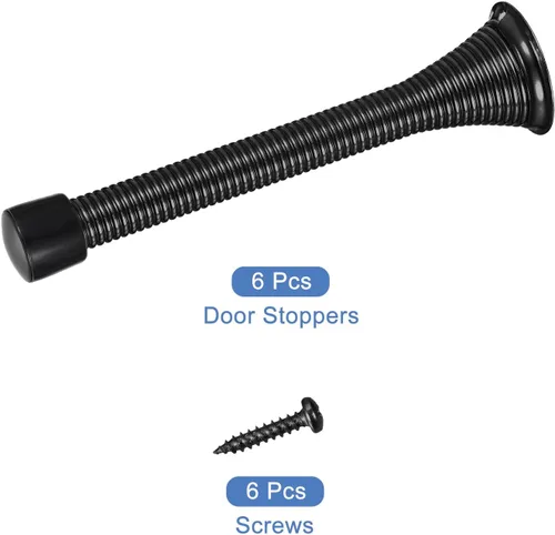Miniatura 3 de uxcell 6 topes de puerta de resorte, tope de puerta flexible de 3-3/4 pulgadas con parachoques de goma y tornillos para proteger la parte inferior