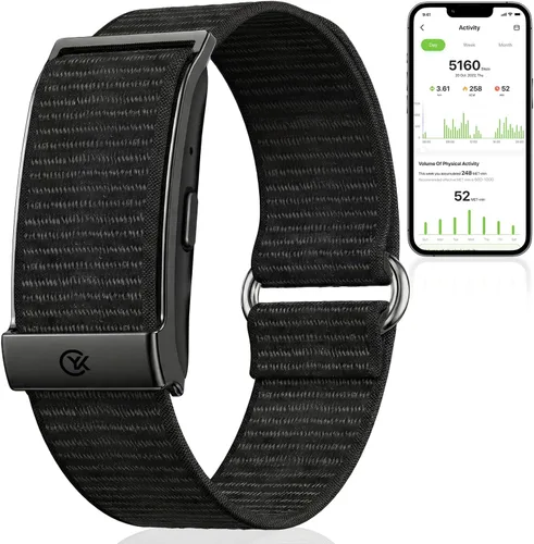 Pulsera inteligente, rastreador de salud y fitness, monitor de corazón 24/7 y rastreador de sueño, pulsera multideporte con aplicación gratuita Negro