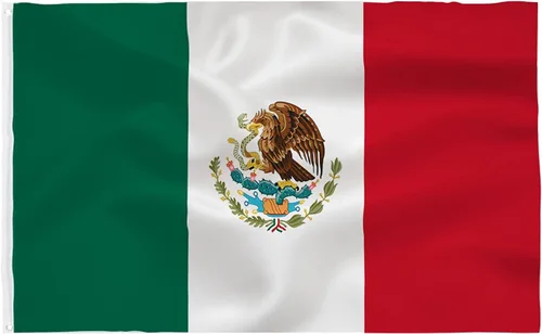 Bandera de México de 3 x 5 pies - Banderas nacionales mexicanas de poliéster de calidad para interior/exterior con color vivo, ojales de latón para