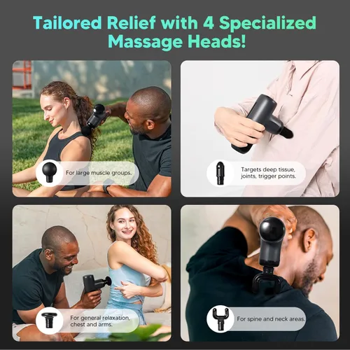 Miniatura 6 de arboleaf Mini pistola de masaje de tejido profundo, masajeador muscular de percusión para aliviar el dolor de espalda, tamaño portátil de viaje Gris