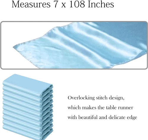 Miniatura 2 de 50 Bandas y Lazos de Satén Azul Bebé para Sillas para Decoración de Bodas, Fiestas de Cumpleaños y Fiestas - Cintas de 7x108 Pulgadas, Lazos