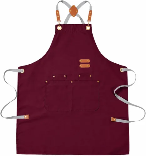 Miniatura 9 de Aoomzoon Delantal de cocina duradero, delantales de chef multifuncionales para mujeres y hombres con bolsillos para cocinar, hornear y uso diario