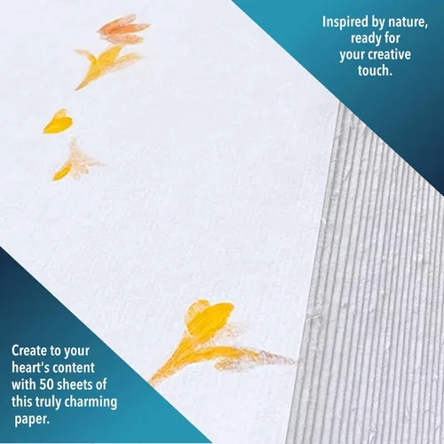 Miniatura 4 de Wanderings Papel hecho a mano con pétalos de flores reales – 4 x 6 pulgadas – Grosor 150 GSM – Paquete de 50 – Tarjetas de lugar, tarjetas de nombre