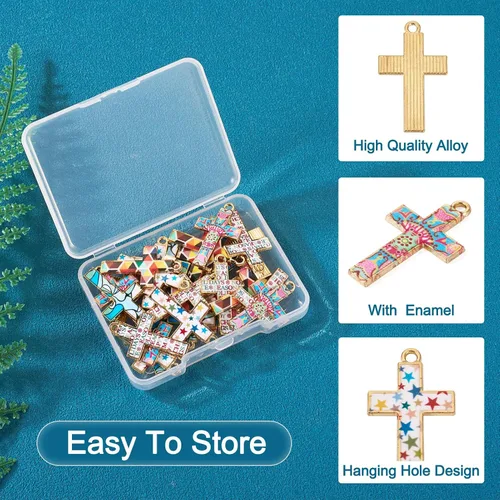 Miniatura 5 de Craftdady Colgantes de Collar de Cruz de Metal Esmaltado Dijes Colgantes Cruz Pulsera Llavero Dijes para Hacer Joyas Dije de Arete Crucifijo