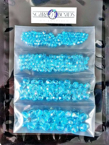 Miniatura 3 de Juego de cuentas de cristal checo pulido al fuego en color aguamarina AB para la fabricación de joyas y manualidades - diferentes tamaños 0.118 in