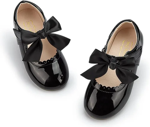 Meckior Zapatos de vestir Mary Jane para niña pequeña, zapatos de ballet para niña, zapatos de fiesta, escuela, zapatos de princesa con lazo