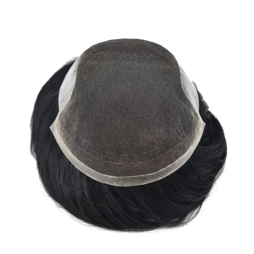 Miniatura 3 de Hombres Toupee Sistema de Cabello Humano Real para Hombres Encaje Suizo Toupee Para Hombres Nudos Blanqueados Hombres Hairpieces Pieza Para Hombres
