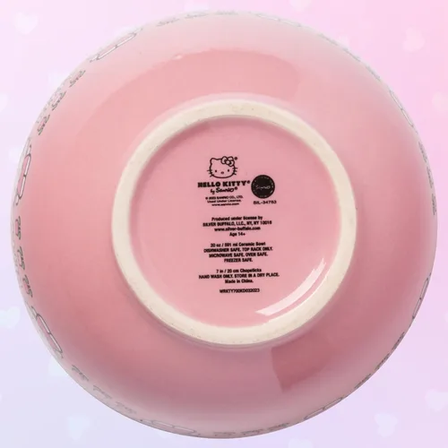 Miniatura 8 de Silver Buffalo Sanrio Hello Kitty Tazón de cerámica para ramen y arroz con diseño de flores, con palillos, apto para microondas, 20 onzas