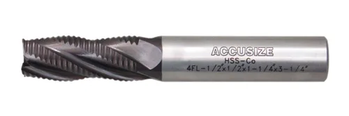 Miniatura 18 de Accusize Industrial Tools Fresa de Extremo de Desbaste M42 8% Cobalto TiAlN Diente Estándar, 3/4'' por 3/4'' por 1-5/8'' Longitud Flt, 1102-0034