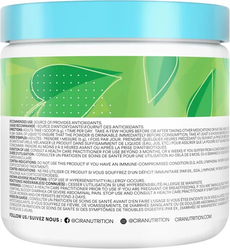 Miniatura 9 de Cira Daily Greens - Polvo de superalimento de espirulina orgánica endulzado naturalmente con ingredientes ricos en antioxidantes para deshinchazón