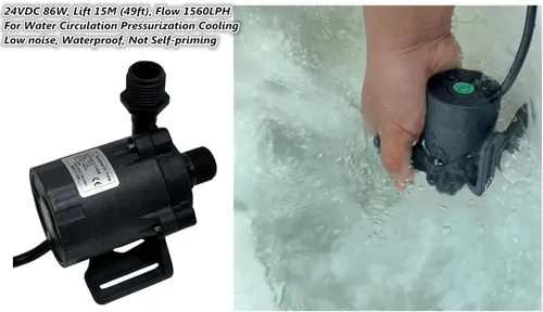 Miniatura 3 de SHYSKY Bomba sumergible de agua DC sin escobillas de potencia pequeña DC50E-24150S 24V 86W 15M 49ft Lift 412GPH Circulación continua de bajo ruido