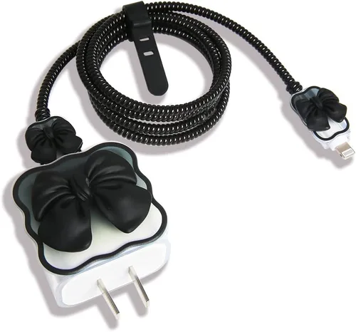 Miniatura 17 de Compatible con iPhone de 18 W/20 W, funda de cargador USB-C, bonito protector de cargador suave transparente con ondas de corazón 3D, bonito