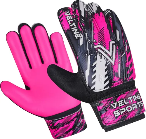 Guantes de portero de fútbol para niños, jóvenes y adultos, guantes de portero de fútbol con protección doble en la muñeca y palmas de látex Rosa