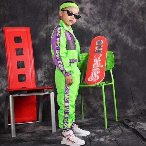 Miniatura 5 de Conjunto de ropa de baile para niñas, disfraz moderno de jazz de hip hop, conjunto de ropa de baile para niñas