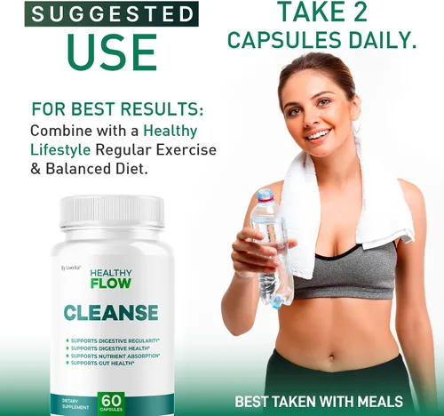 Miniatura 4 de Healthy Flow Cleanse Cápsulas – Píldoras oficiales HealthyFlow Cleanse Daily Premium Support HealthyFlowCleanse fórmula digestiva natural