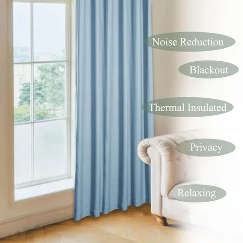 Miniatura 5 de Frelement Cortinas 100% opacas con forro térmico, cortinas de lino para decoración de Navidad, cortinas plisadas con aislamiento térmico