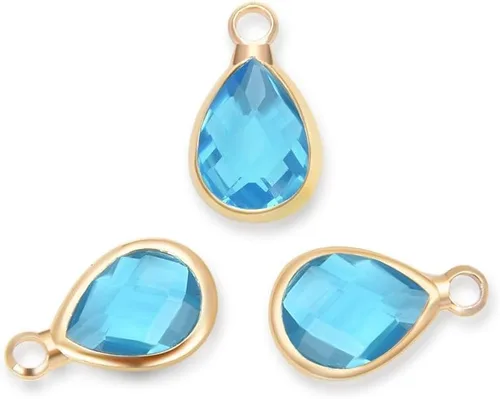 Miniatura 10 de Adabele Colgante de piedra natal de grado A, caída de 11 mm, 14 mm, 16 mm, chapado en oro amarillo de 18 quilates para aretes personalizados