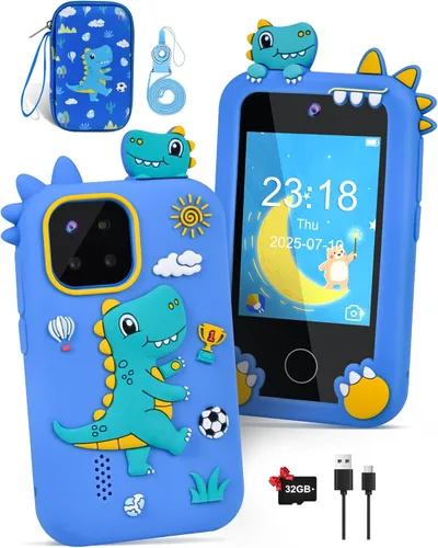 Teléfono infantil para niños, teléfono de juguete de dinosaurio, regalos de cumpleaños de Navidad para niños de 3 a 10 años, teléfonos de