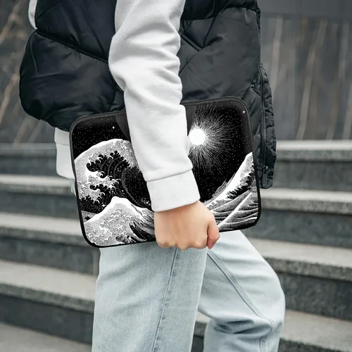 Miniatura 3 de Funda para laptop con asa de 10 pulgadas, impermeable, diseño de onda, compatible con MacBook Air, Pro, HP, Dell, Lenovo, ASUS