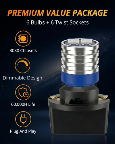 Miniatura 2 de WLJH Bombilla LED T10 Luces de Tablero de Coche Panel de Instrumentos Cluster Medidor Bombilla W5W 2825 194 LED Socket Giratorio PC195 PC194 PC168