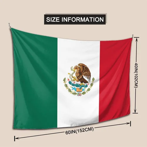 Miniatura 5 de JUHIOPOI Tapiz de pared con bandera de México, arte nocturno mexicano para decoración de pared lateral de dormitorio, (60 x 40 pulgadas)