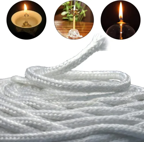 Miniatura 2 de SKYPRO Mechas de repuesto de fibra de vidrio blancas para velas de aceite, 0.039 in de ancho, 32.8 ft de longitud, mechas para lámparas de aceite