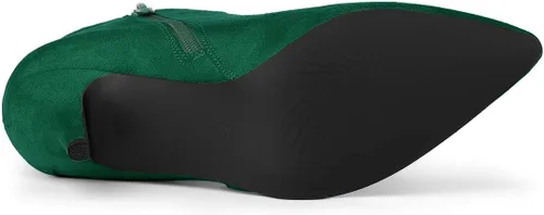 Miniatura 5 de Allegra K Botines de tacón de aguja con cremallera lateral y punta puntiaguda para mujer