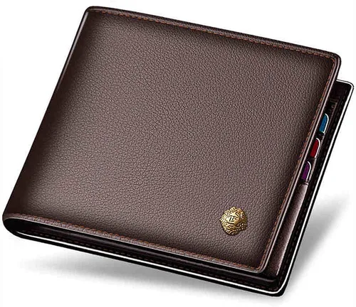 LAORENTOU Billeteras de cuero genuino para hombre, billeteras plegables con cremallera, bolsillo para monedas, casual, cartera delgada
