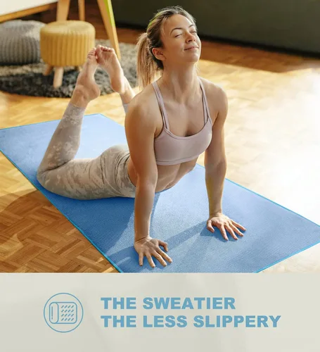 Miniatura 7 de Heathyoga Toalla de yoga caliente antideslizante, toalla de microfibra antideslizante, diseño exclusivo de bolsillos en las esquinas, doble agarre