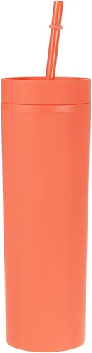 Miniatura 9 de uxcell Vaso delgado con tapas y pajitas, vaso delgado de 16 onzas color negro mate a granel, vaso acrílico pastel reutilizable, vaso de plástico