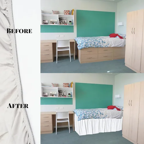 Miniatura 4 de Falda de cama para dormitorio, falda de cama larga de 32/36 pulgadas, falda de cama para dormitorio universitario, falda de cama con volantes