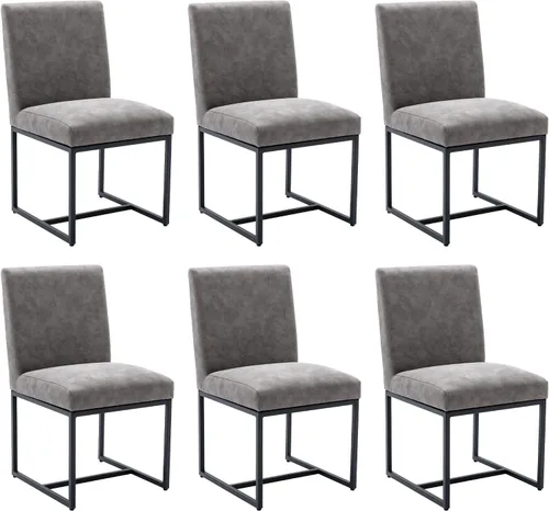 Miniatura 30 de BESTANO Sillas De Comedor - Juego de 2 sillas de comedor modernas negras tapizadas de piel sintética para cocina y comedor con marco de metal negro