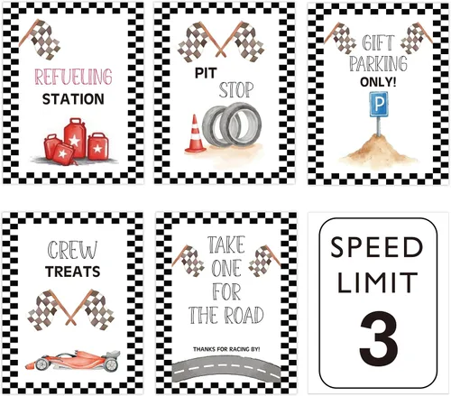 Miniatura 10 de Speed Limit 1 - Decoración de Cumpleaños de Coche de Carreras, Decoraciones de Fiesta de Primer Cumpleaños 6PCS Letreros de Pared para Bebé de 1 Año